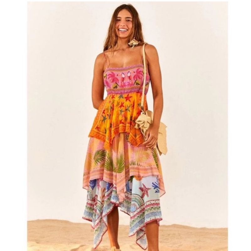 Farm Rio Mixed Scarves Dress