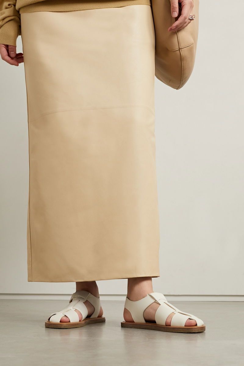 The Row Fisherman Woven Textured-Leather Sandals