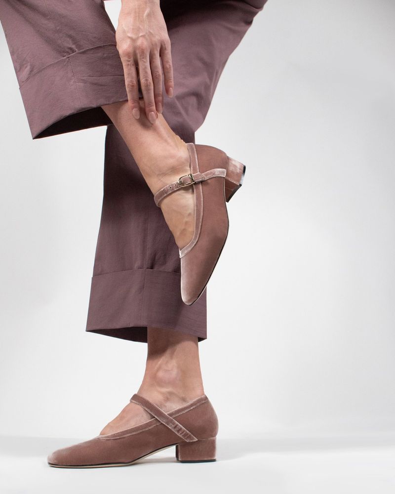 Velvet Mary Janes with Subtle Block Heel