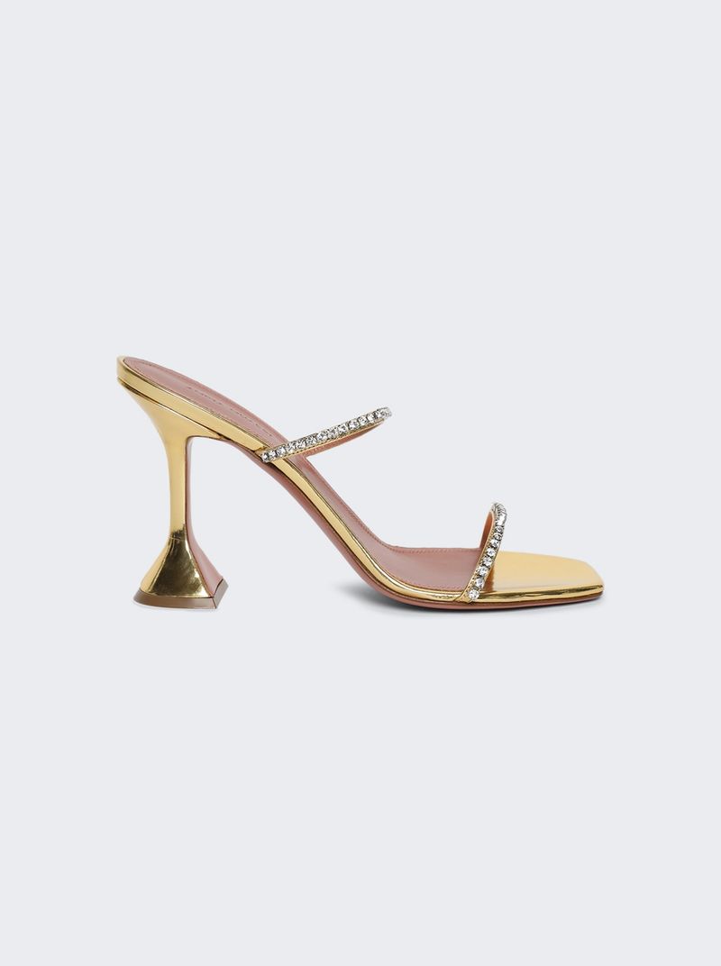 Amina Muaddi Gilda Gold Heels