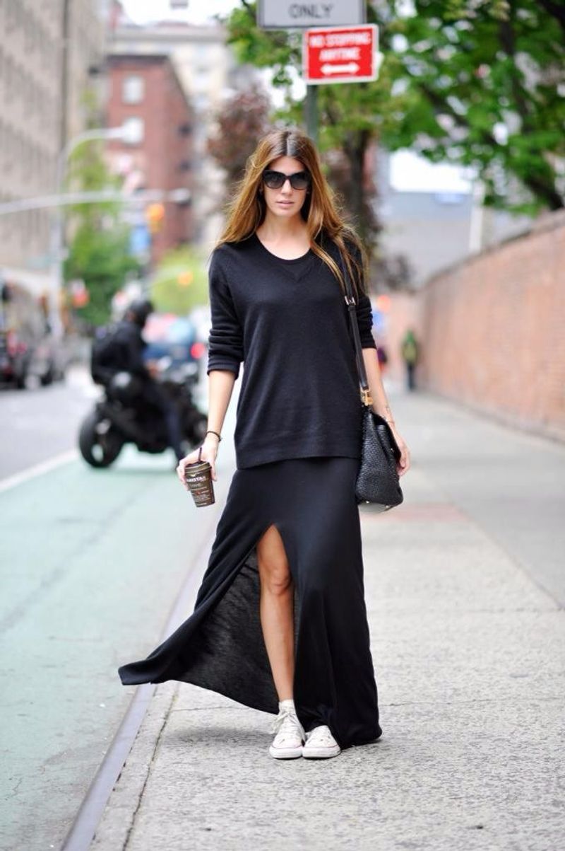 High-Top Sneakers + Maxi Skirts