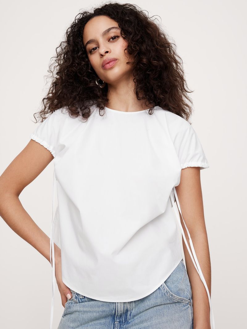 Oversized Cotton Poplin Cinch Top