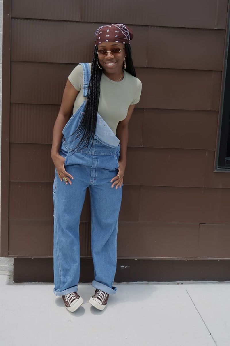 Overalls with One Strap Down