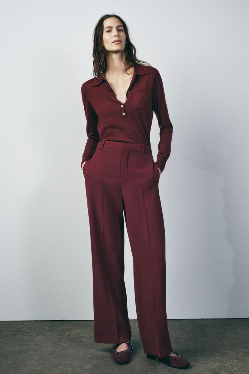 ZW Collection High-Waist Pants – Maroon