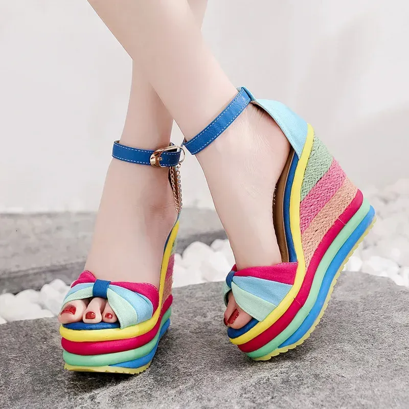 Super-Chunky Colorblock Wedge Heels