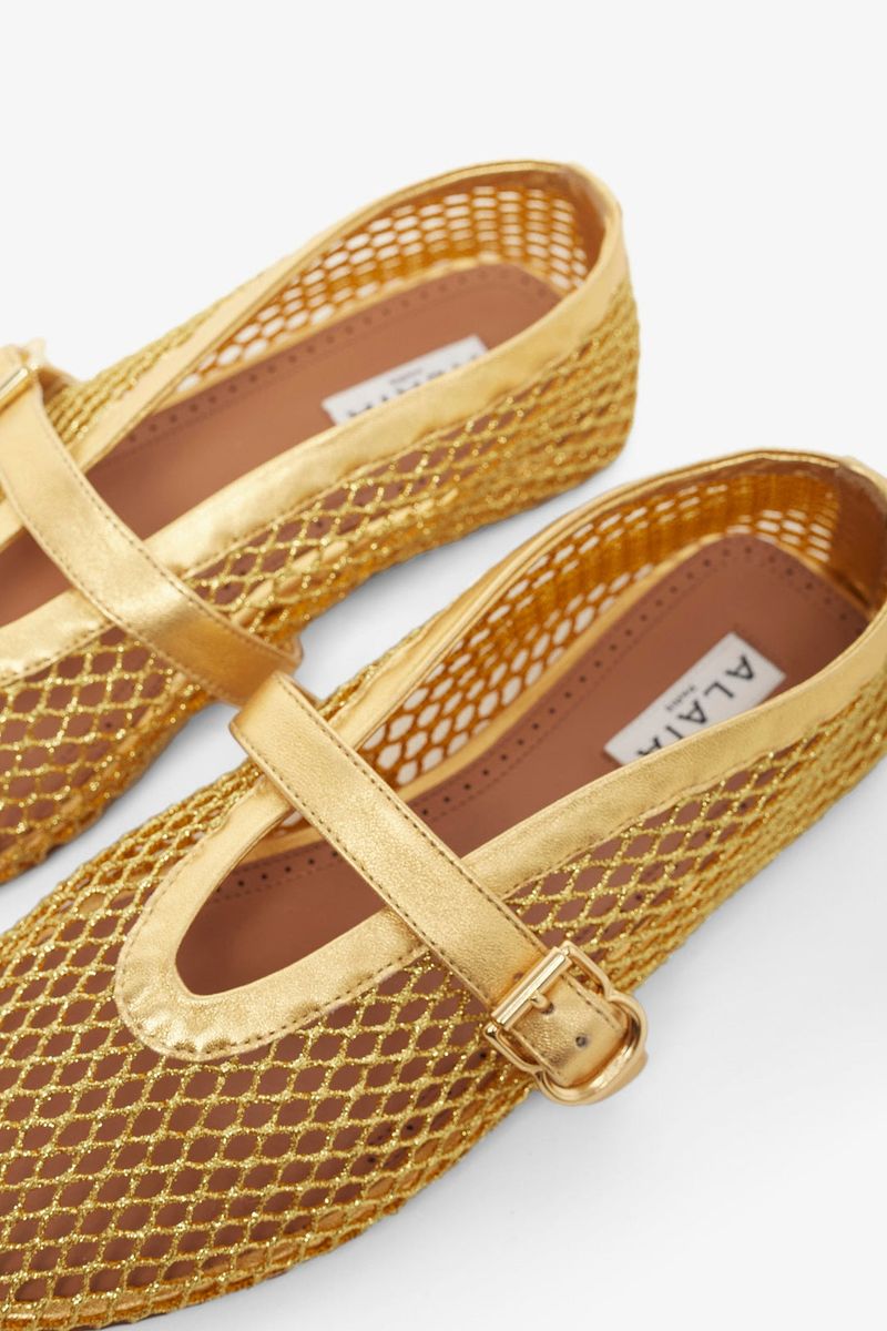 Alaïa Metallic Woven Leather Ballet Flats