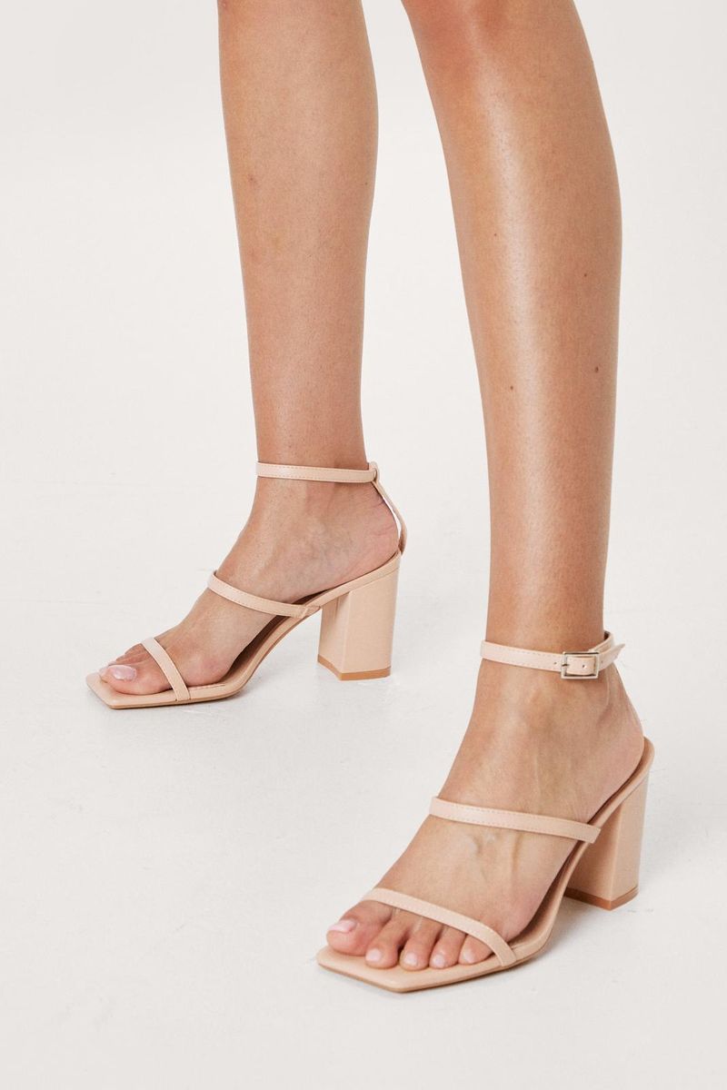 Block-Heel Sandals with Slim Straps