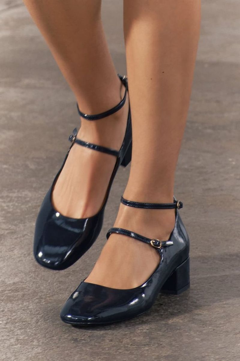 Low-Heel Mary Janes in Patent or Velvet