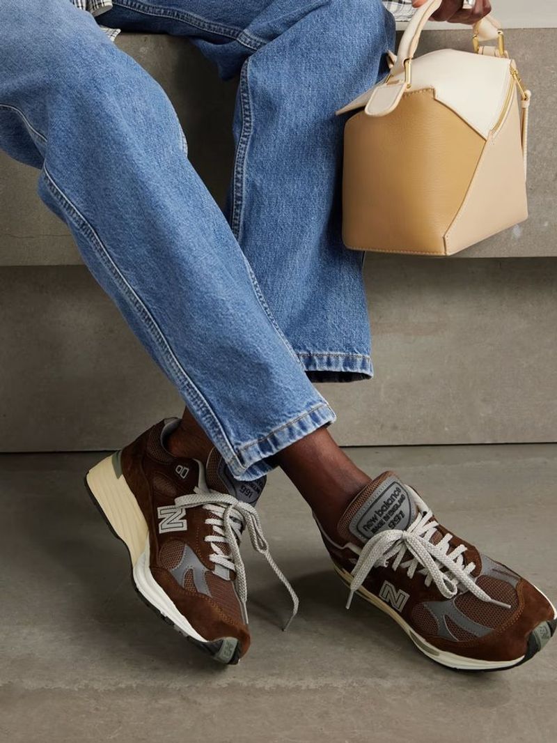 Chunky Dad Sneakers + Structured Top-Handle Bag