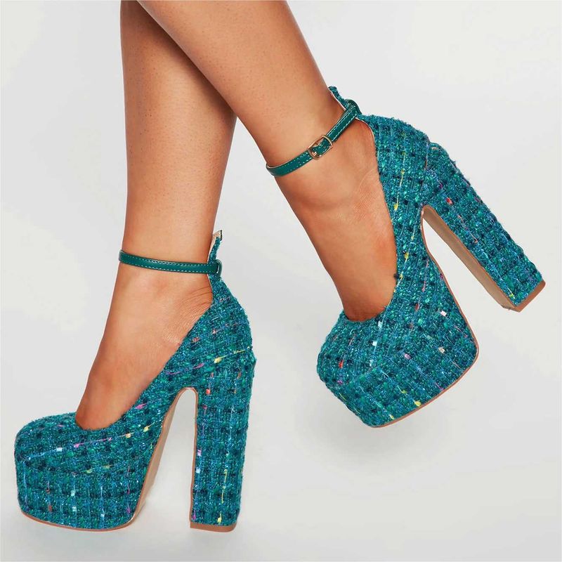 Glitter Platform Pumps with Neon Soles