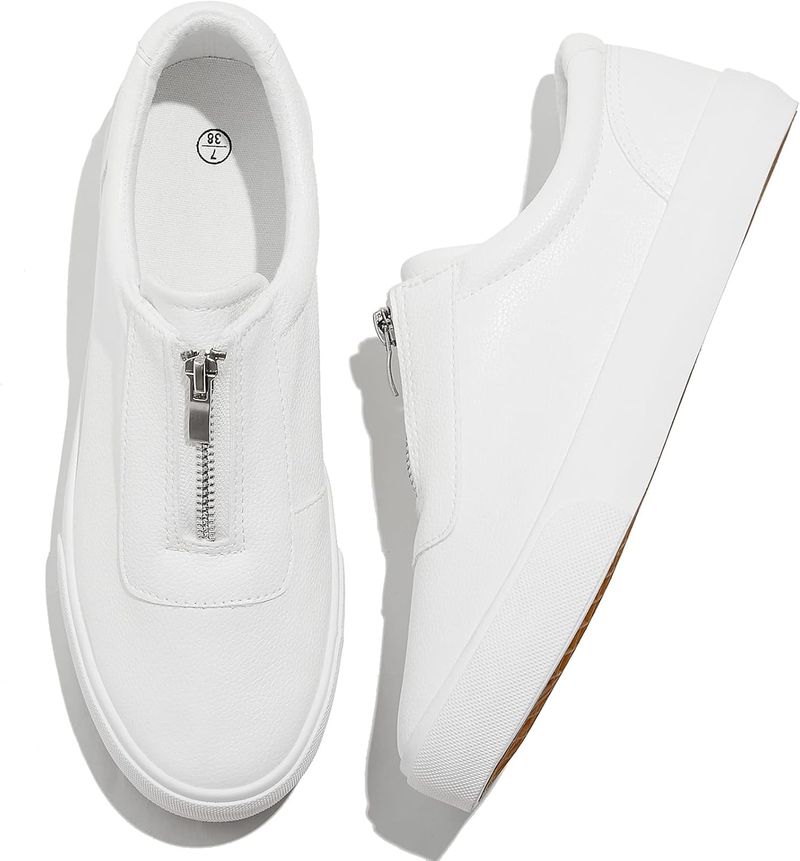 Adokoo PU Leather White Sneakers
