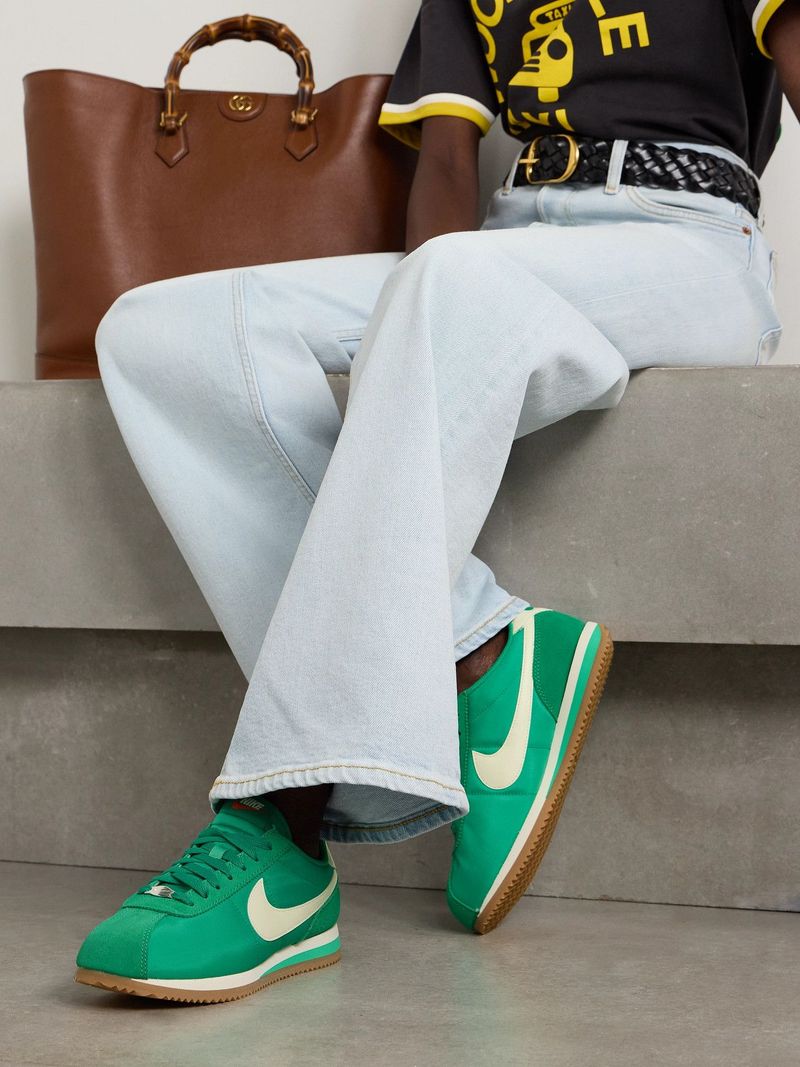 Nike Cortez Leather And Suede-Trimmed Shell Sneakers