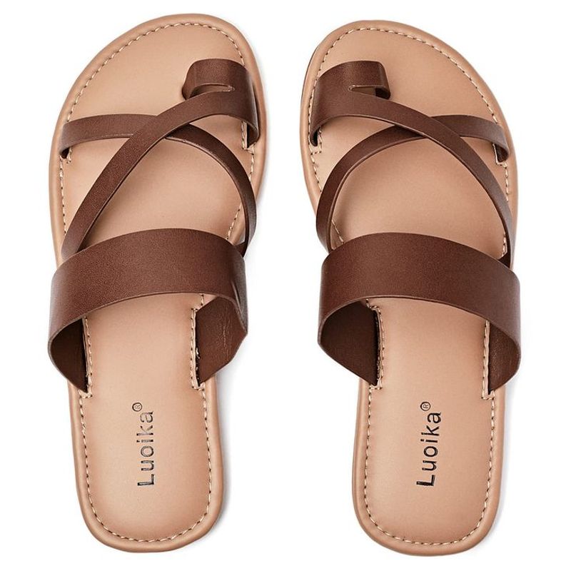 Luoika Women's Wide Width Flat Sandals