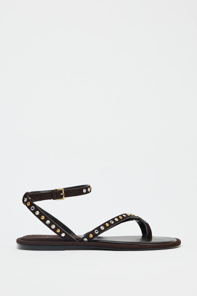 Zara Beaded Leather Sandals