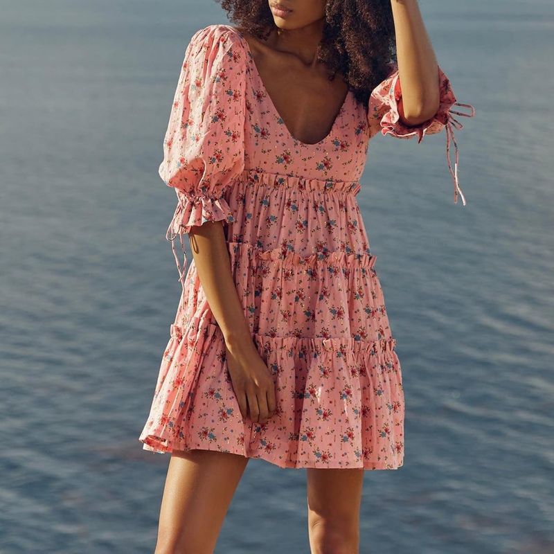 PrettyGarden Smocked Floral Mini Dress