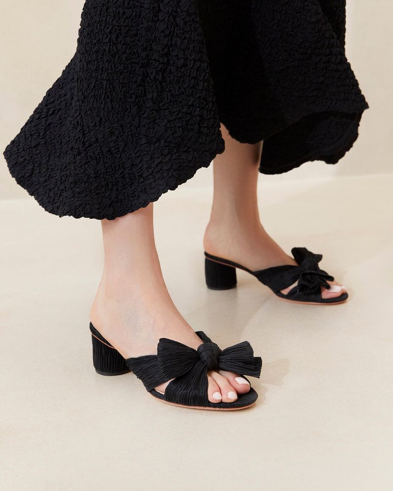 Loeffler Randall Emilia Pleated Bow Mules