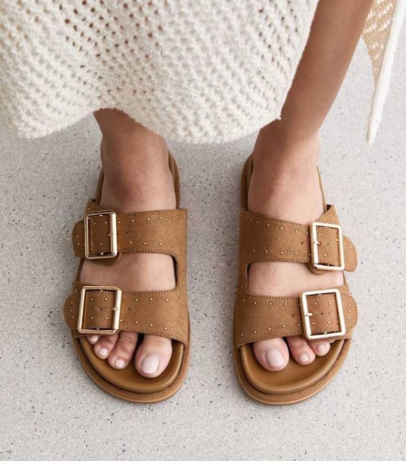 New Look Mink Suedette Flat Sandals