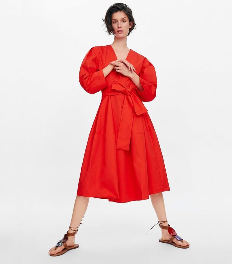 Zara Belted Poplin Dress