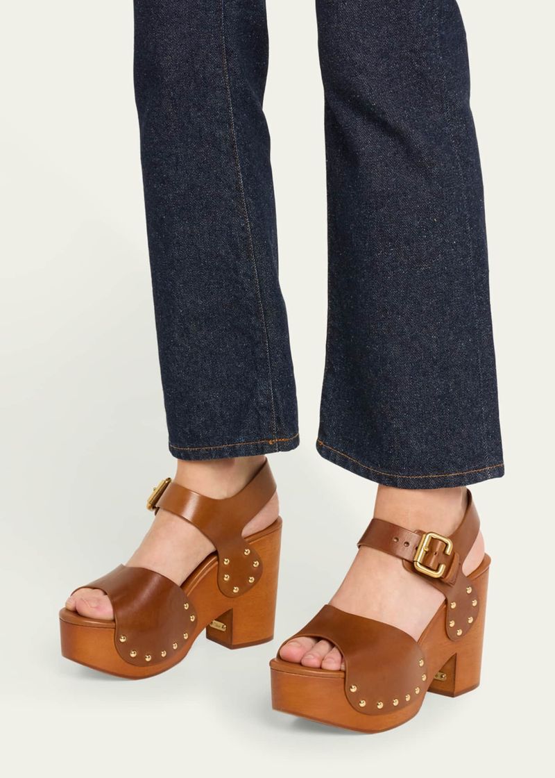 Chloé Jeannette Leather Clog Sandals