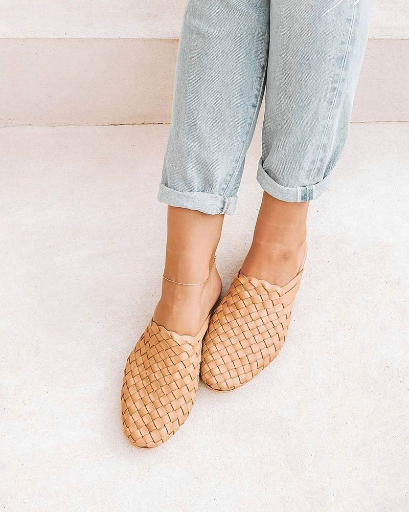 Woven Leather Mules in Sand or Espresso