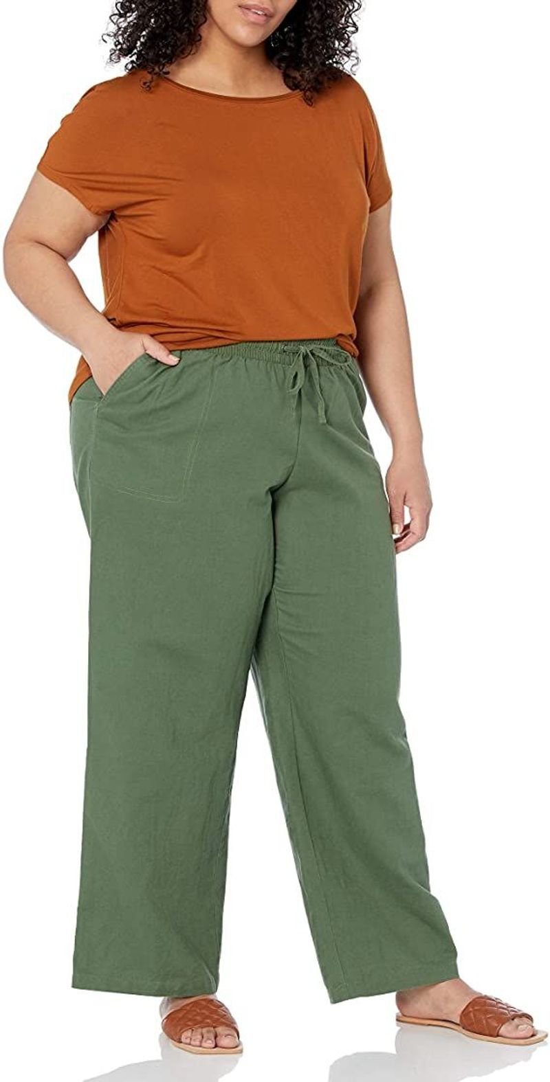 Amazon Essentials Linen-Blend Drawstring Wide-Leg Pants