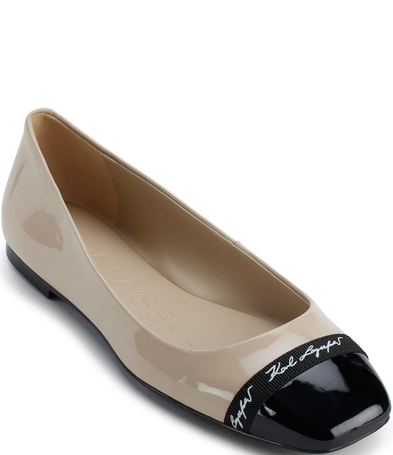 Karl Lagerfeld Paris Zayne Patent Leather Cap-Toe Ballet Flats