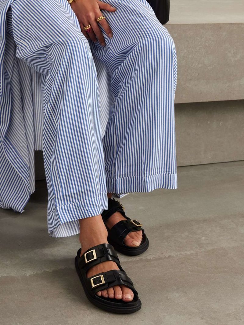 Minimalist Leather Slides with Contoured Soles