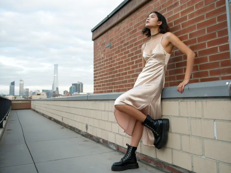 Slip Dress + Chunky Combat Boots