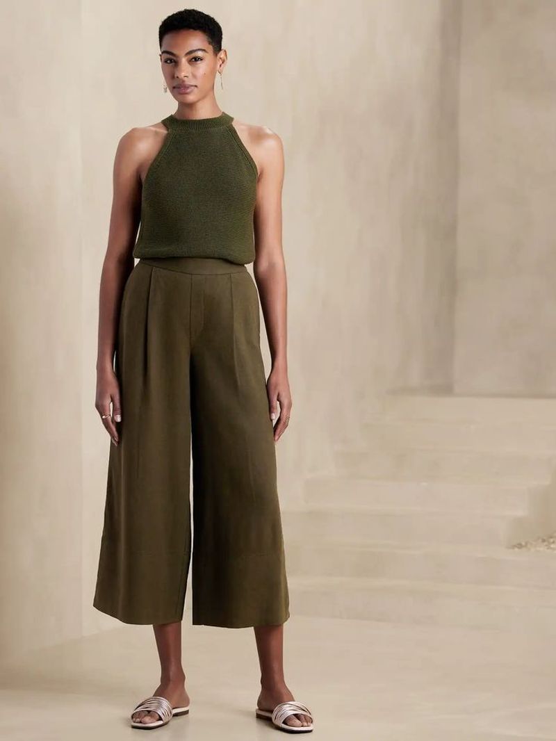 Banana Republic Linen Pull-On Ankle Pants