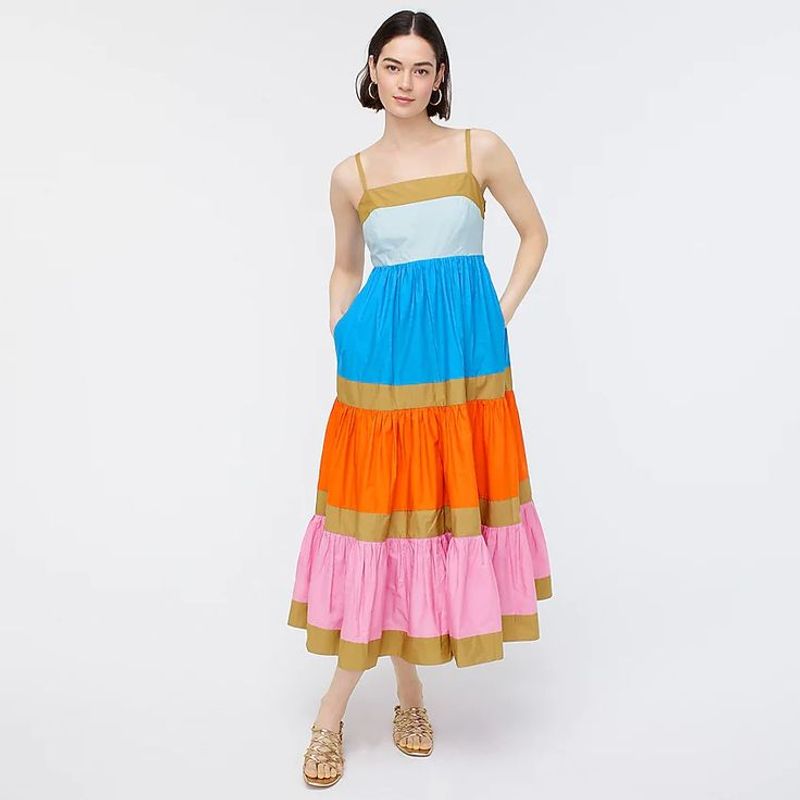 J.Crew Tiered Maxi Dress in Cotton Poplin