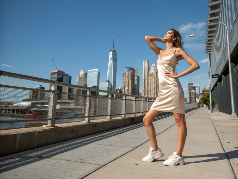 Slip Dress + White Leather Sneakers