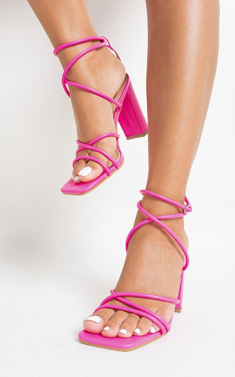 Square-Toe Heels with Super Thick Straps