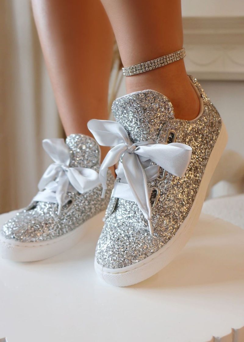 Bulky Glitter Trainers with Chunky Hardware