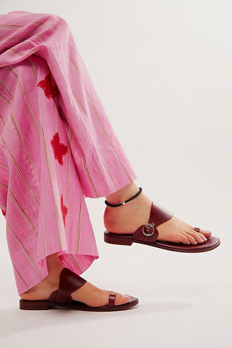 Burgundy Slip-On Sandals