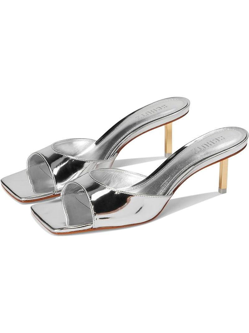 Schutz – Dethalia Clear & Silver Leather Sandal
