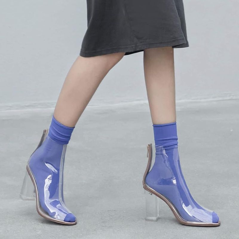 Sock Boots with Clear PVC Heels