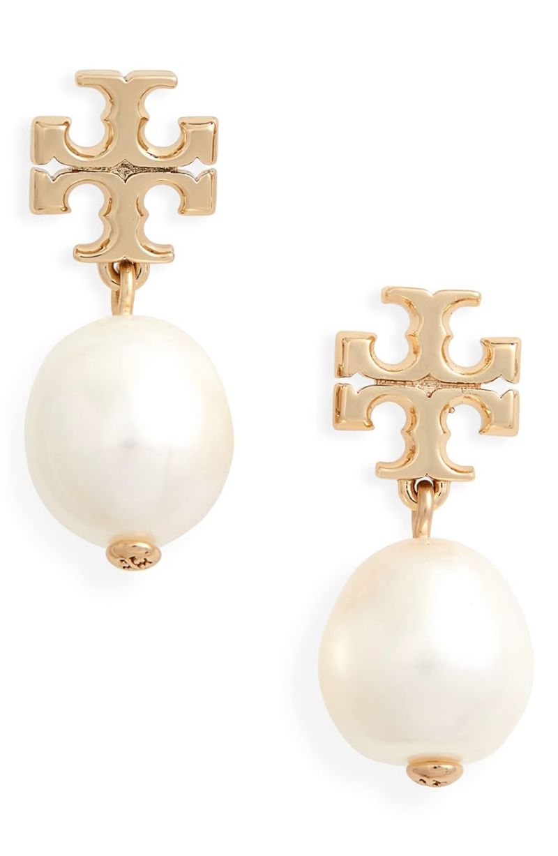 Tory Burch Kira Genuine Pearl Drop Earrings