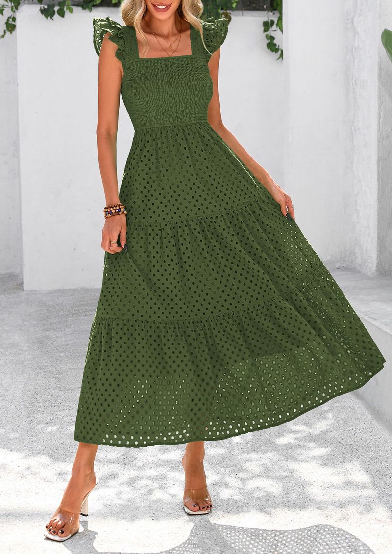 Prettygarden Sleeveless Eyelet Dress