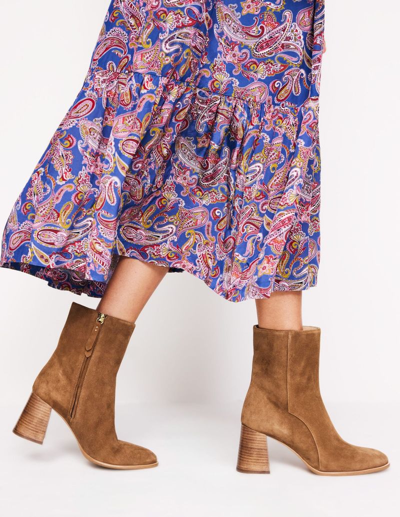 Suede Ankle Boots with a Block Heel