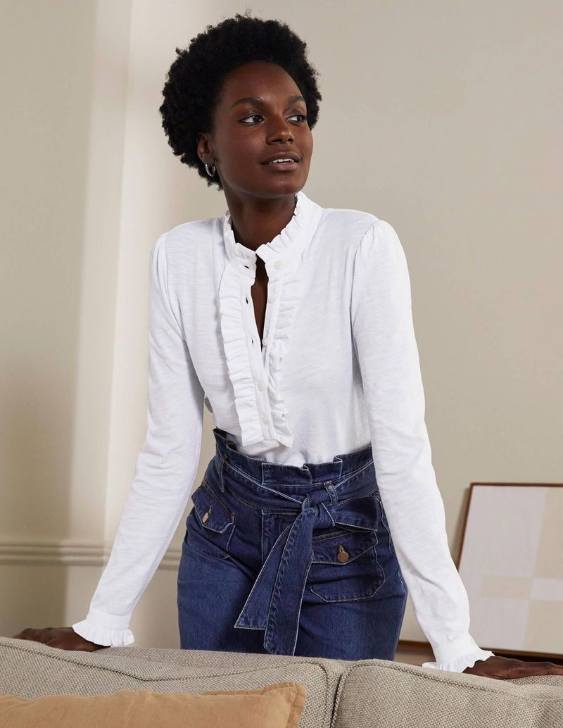 Boden Jersey Tie Waist Top