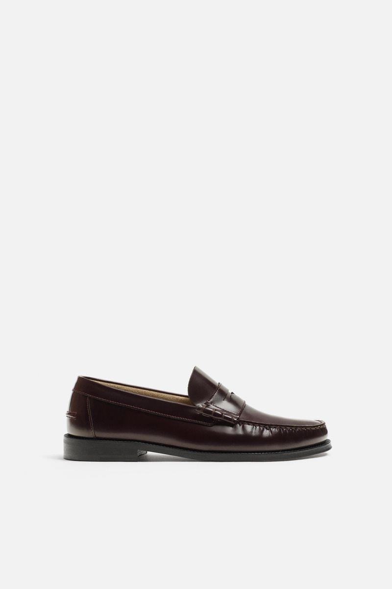 Leather Penny Loafers – Burgundy Red