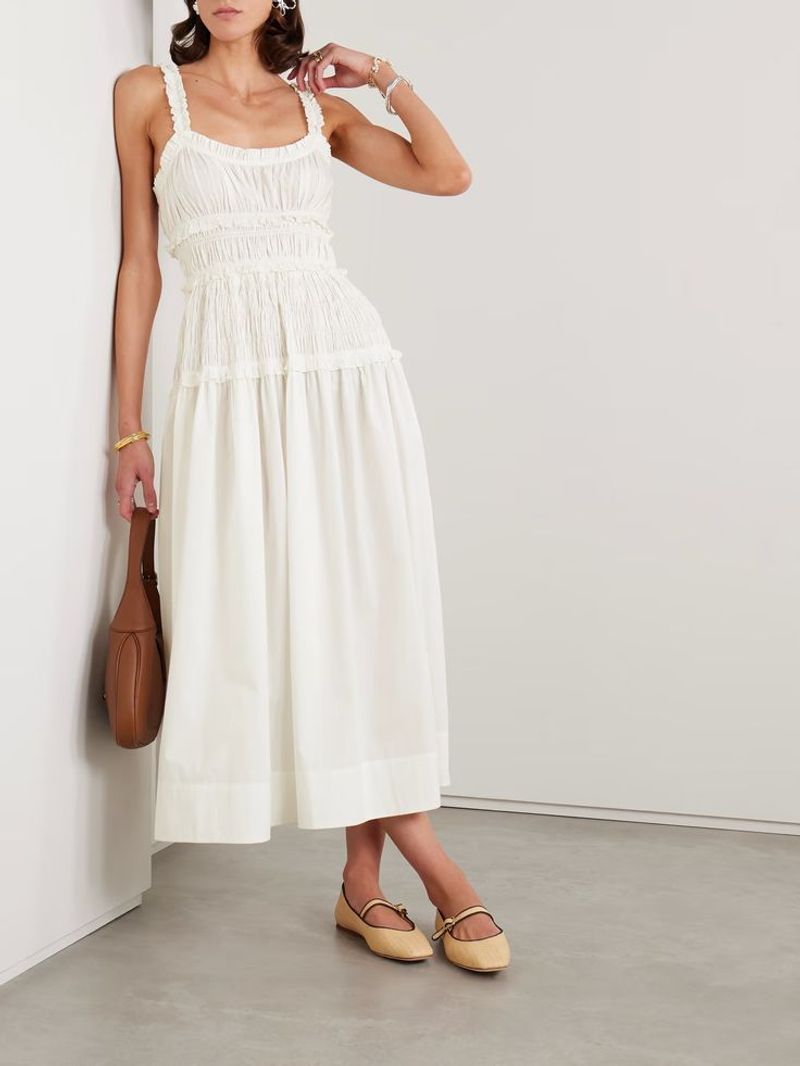 Midi Shirt Dress + Sleek Leather Ballet Flats