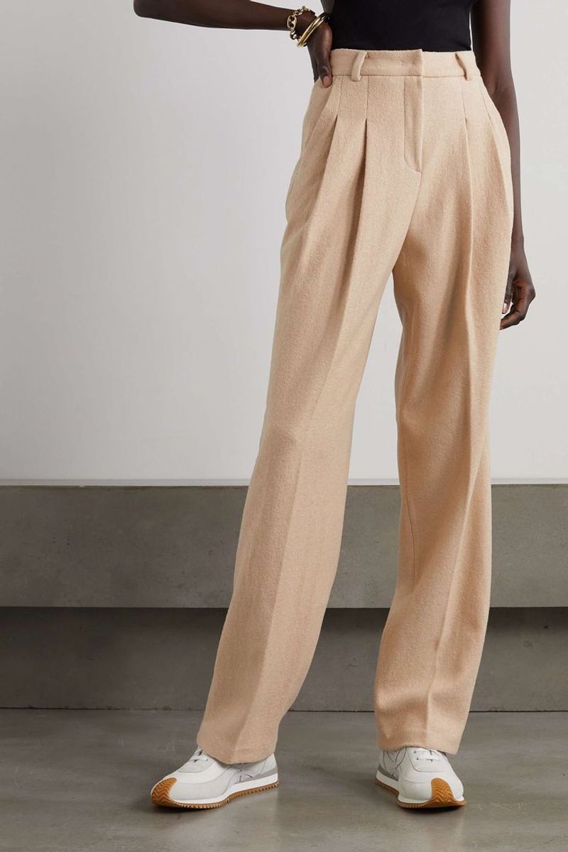 Wide-Leg Trousers + Retro-Inspired Trainers
