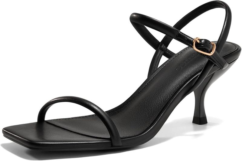 Coutgo Square Toe Sandals Buckle Ankle Strap