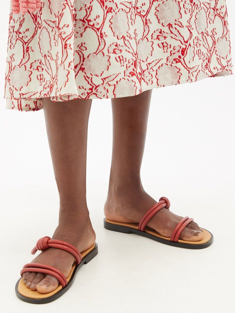 Loewe Flamenco Knot Leather Slippers