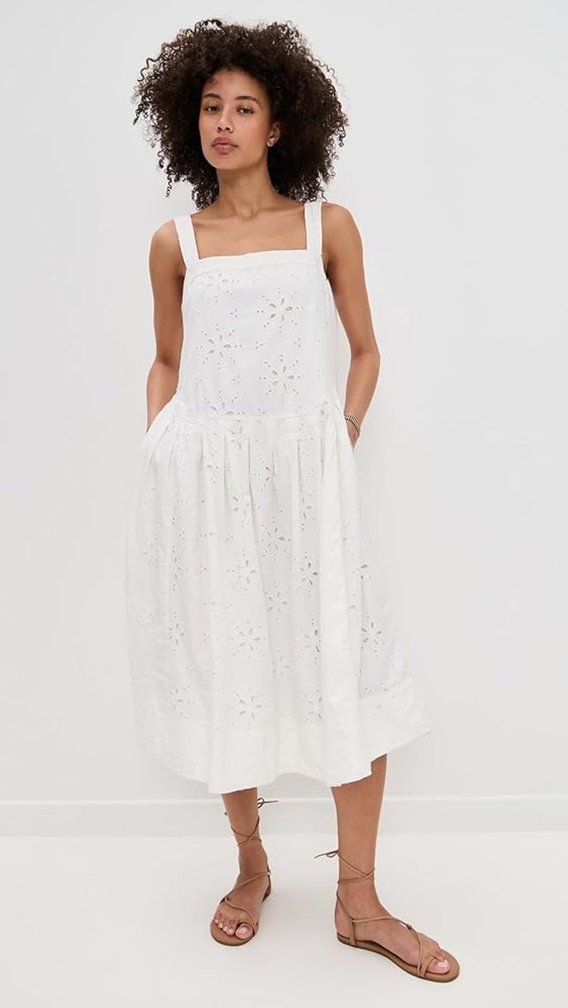 Free People Primavera Cotton Eyelet Midi Sundress