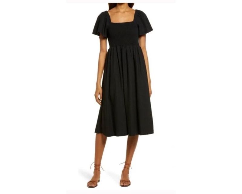 Madewell Linen-Blend Square-Neck Dress