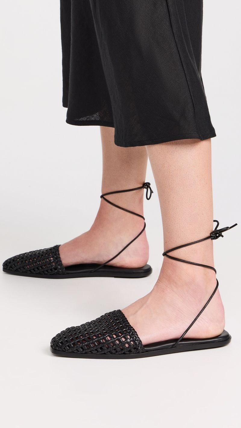Macramé Ankle-Wrap Flats