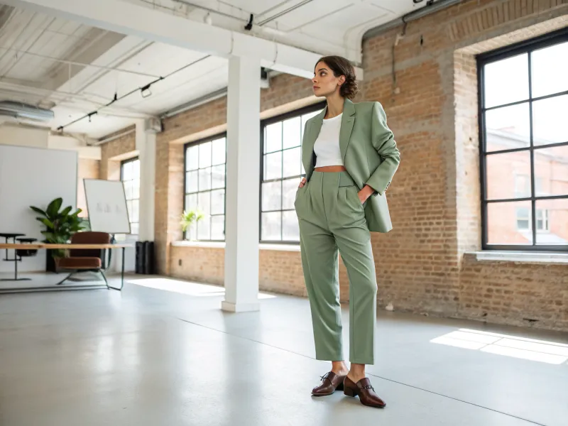 Cropped Suit Set + Tee + Loafers