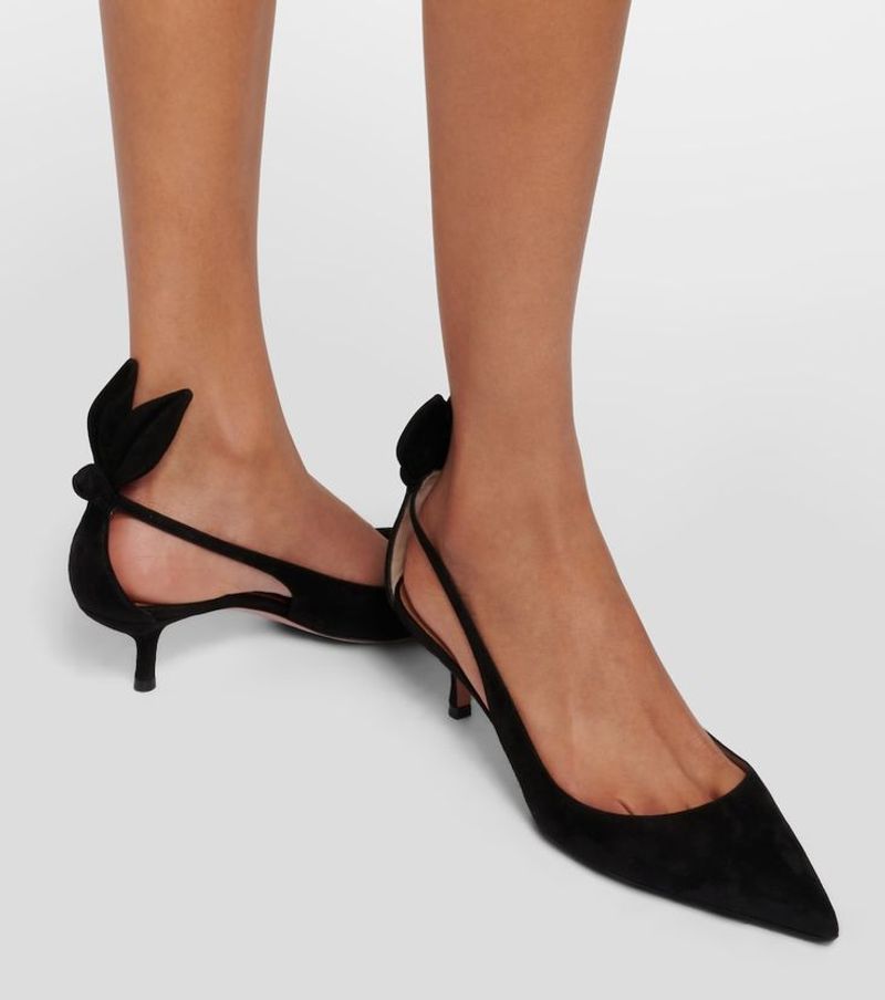 AQUAZZURA Bow Tie 50 suede pumps